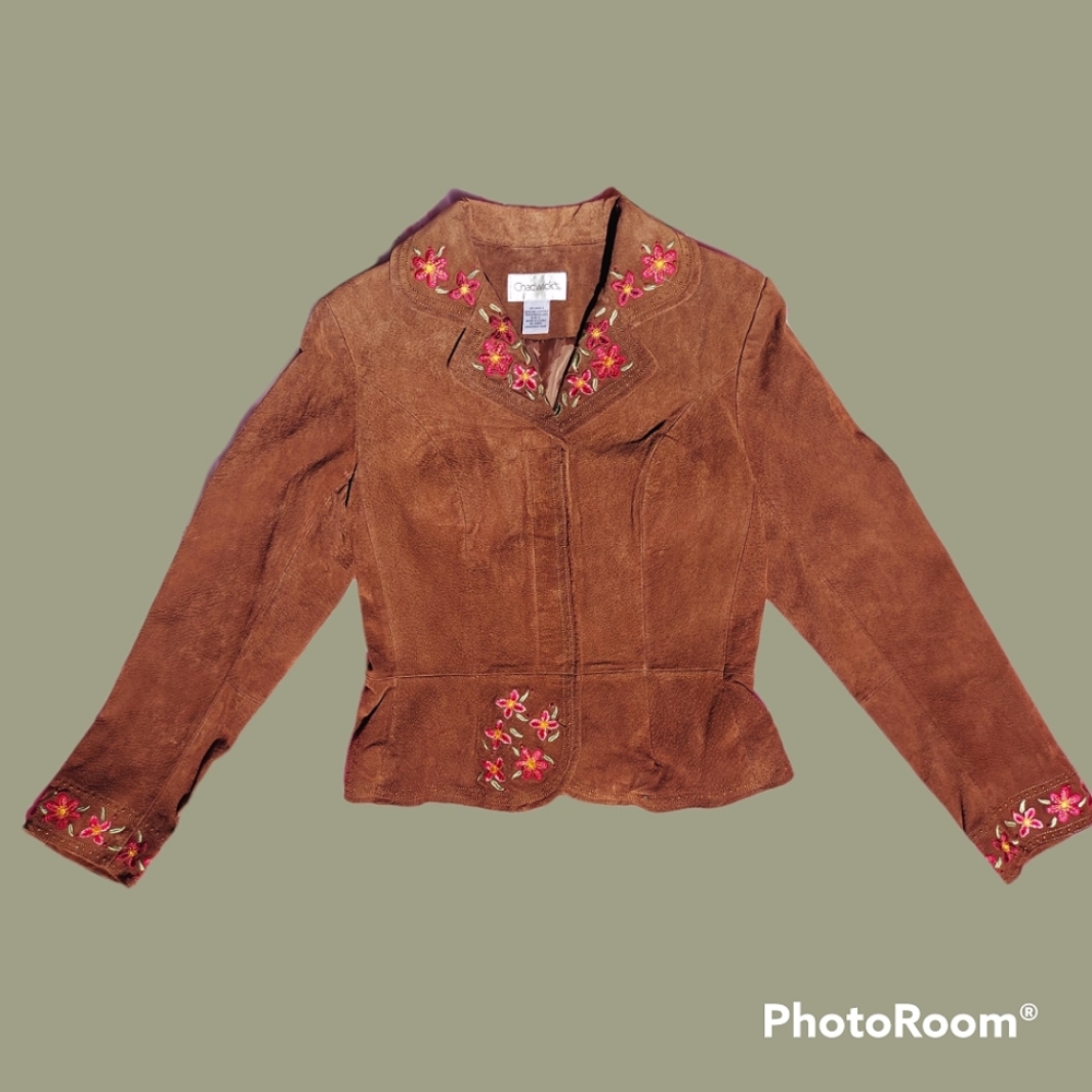 Vtg y2k 90s hippie suede embroidered jacket - Picture 8 of 12